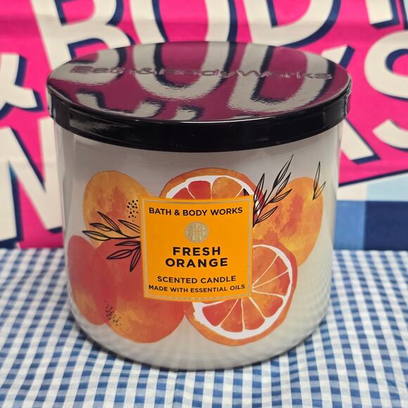 BBW Fresh Orange Large 3 Wick Candle Home Fragrance Decor - Picture 1 of 2